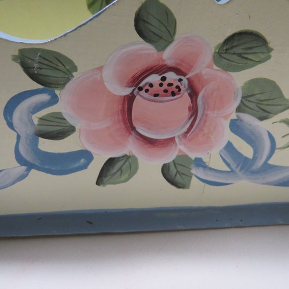 Rose Hand Painted Wood  Desk - Mail - Stationary Organizer - Picture 2 of 10
